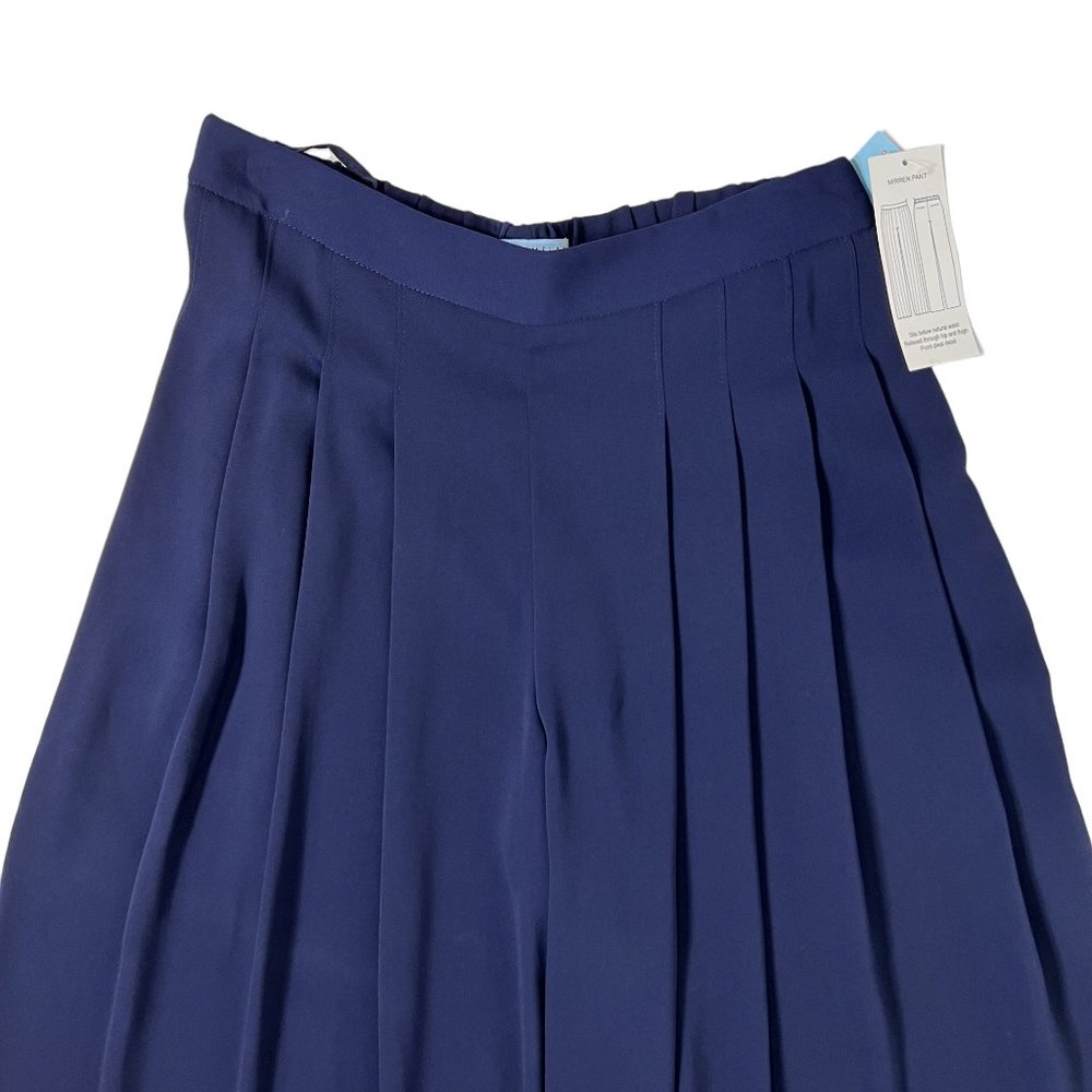 Antonio Melani Navy Pleated Palazzo Wide Leg Mirren Pant Size 6 - Picture 10 of 13